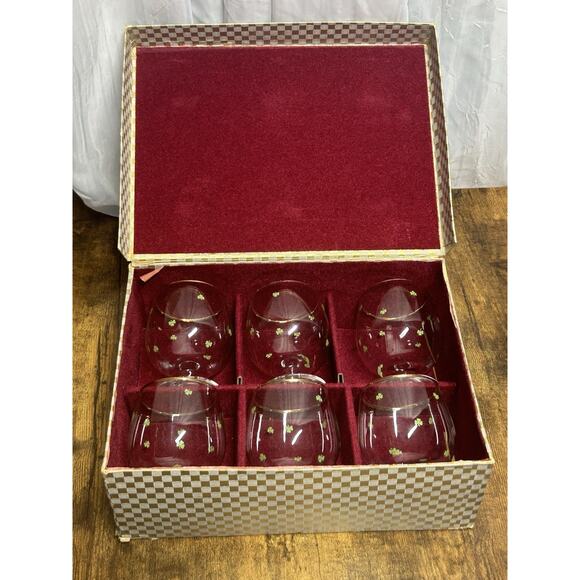 Vtg Hand-Blown Crystal Irish Whiskey Snifters Set of 6 Shamrock 3 Leaf Ireland - Picture 7 of 11